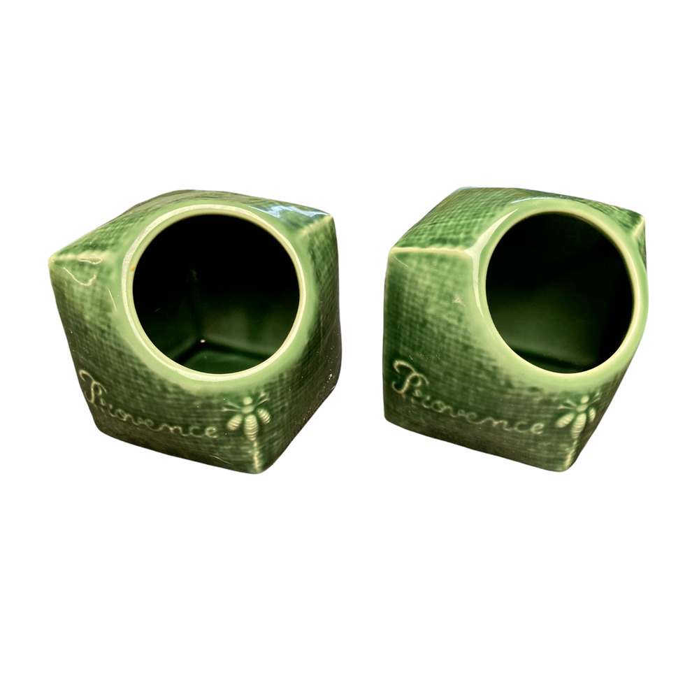 REVOL France R. Dho Pistou Provence Condiment Green Bee Ceramic Containers Set 2